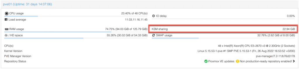 Proxmox KSM Sharing